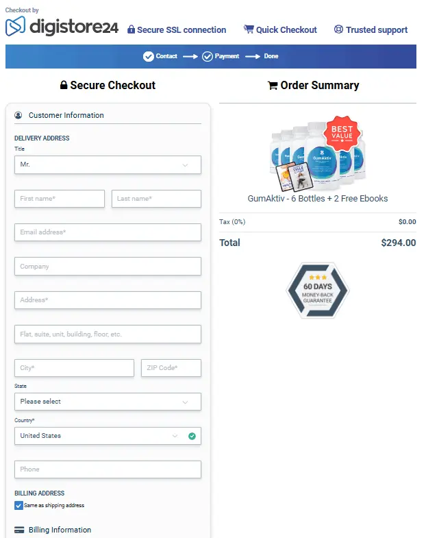 Secure Order Form